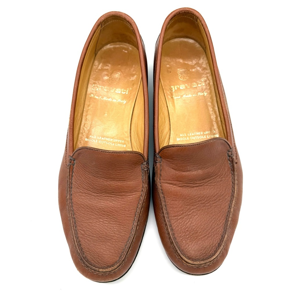 Gravati Loafers Hand Made Italian Light Brown Leather Womens Size 9 - Picture 2 of 9